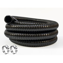 PEISONGFEI 1 1/2 Inch Pond Sump Pump Discharge Hose Corrugated Water Hose Black PVC Strong Flexible Tubing 10Ft