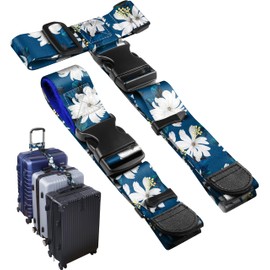 Slohif Luggage Straps to Connect Two Suitcases - Adjustable Add A Bag Suitcase Connector Strap Belt Accessories to Hold Suitcases Together for Travel Flower