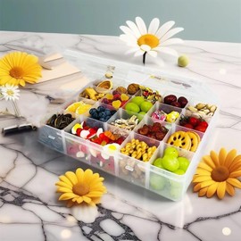 2pcs Snackle Box, Organiser Box, 20 Removable Grids Plastic Organiser Box Snack Container Craft Storage Box and16 with Lids Storage Compartment Organiser, for Jewelry Crafts Beads Small Parts