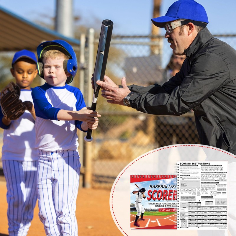 Maitys 2 Pcs Side by Side Baseball Scorebook 11 x