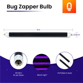 lumenivo Fluorescent Tube Blacklight Blue Bulb F6T5/BLB 6 Watt G5 Mini Bi-Pin Base Replacement Light Black Light BLB - 9 Inch 6 Watt Fluorescent Tube - 1 Bulb