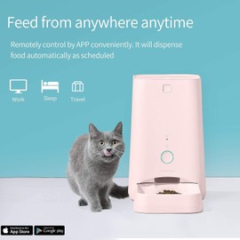 DOGNESS 6L Smart Feeder, Wi-Fi Enabled Pet Feeder for Cat and Dog, Smartphone App for iOS and Android, Portion Control, Fresh Lock System Auto Food Dispenser Pink