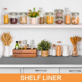 Bloss Shelf Liner for Kitchen Cabinets Non Adhesive Bathroom Drawer Liners, Oil-Proof Fridge Liner,Gray 17.7 x 157 Inch