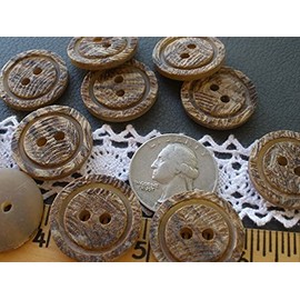 13 Buttons mKET 23MM Carved Textured Plastic Buttons Faux Wood Look 2 Hole Scrapbook sew on 3mm Holes Ear Saver Knit Sweater Buttons