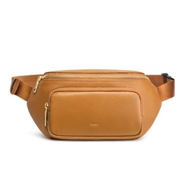 Kattee Fanny Packs for Women, Leather Crossbody Bags for Women Trendy, Small Belt Bag,Fashion Waist Packs with RFID Blocking, Brown