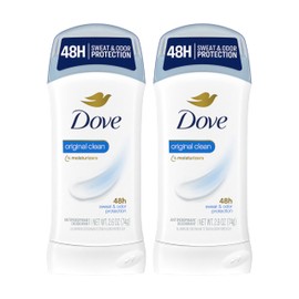 Dove Invisible Solid Antiperspirant Deodorant Stick 2 Count Original Clean, for Women, For All Day Underarm Sweat & Odor Protection 2.6 oz