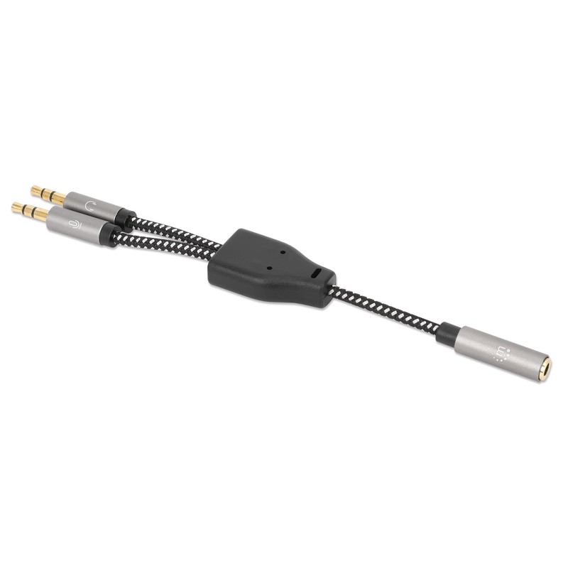MANHATTAN Headset Adaptor Cable with Aux Y-Audio Splitter 15 cm