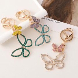 Uainhrt - Llavero de diamantes de imitación con diseño de mariposa, diseño simple de mariposa, accesorios de decoración, Azul, M