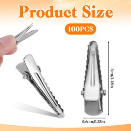 Bewudy 100 Pcs Small Alligator Hair Clips, 30MM Silver Metal Alligator Hair Pins Mini Crocodile Clips for Hair-Accessories DIY Supplies Crafts Accessory
