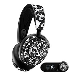 MightySkins Glossy Glitter Skin Compatible with SteelSeries Arctis Nova Pro - Black Damask | Protective, Durable High-Gloss Glitter Finish | Easy to Apply, Remove, and Change Styles | Made in The USA