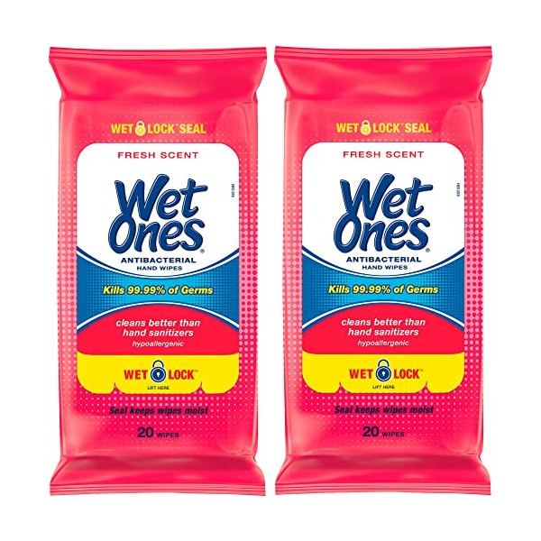 WET ONES Antibacterial Hand Wipes, Fresh Scent 20 ea (Pack