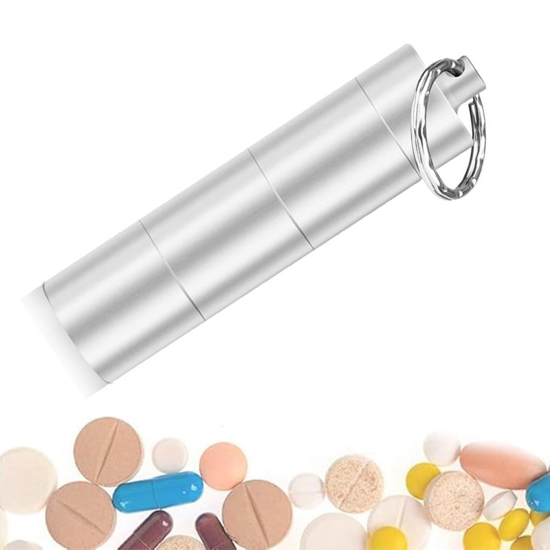 QEEROYO Small Pill Box Mini Pill Box Key Ring Waterproof