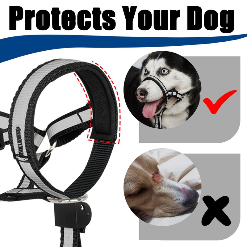 BARKLESS Reflective Head Collar, No Pull Collar for Medium Large