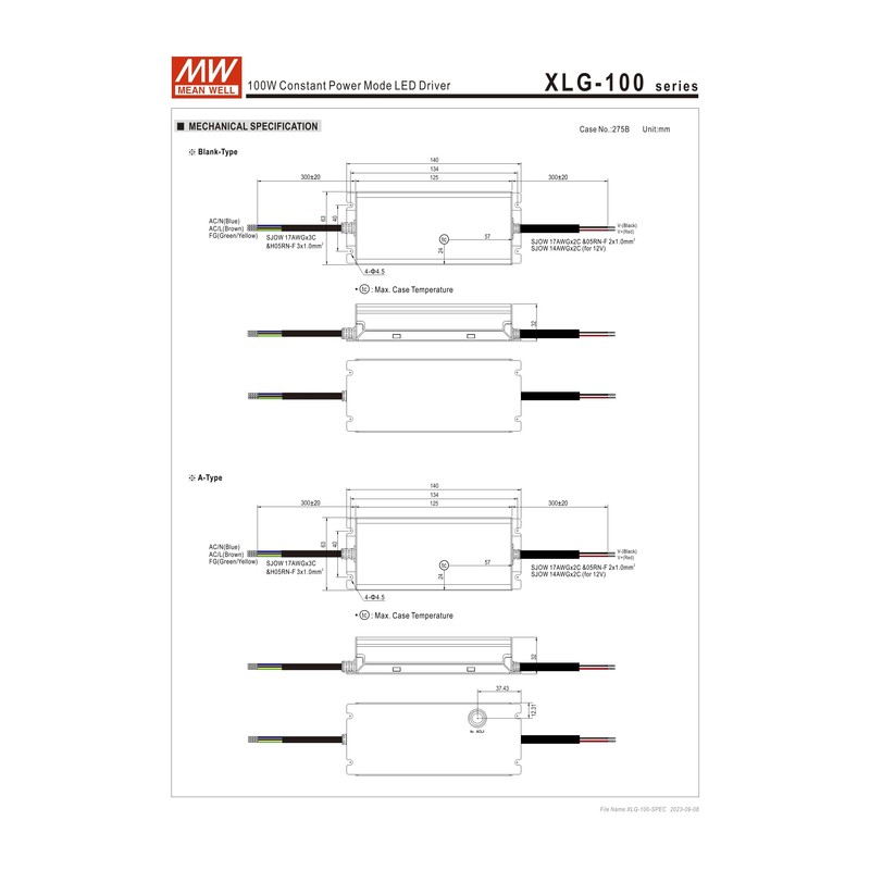 Mean Well XLG-100-H-AB 100W Constant Voltage+Constant Current LED Driver 2100mA