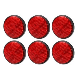 Partuto 6pcs 2.20"x0.31" Universal Reflector - Round Motorcycle Bike Safety Reflector Increase Visibility and Safety on the Road - Plastic Red