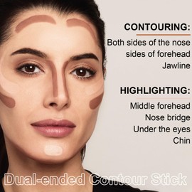 6 Colors Cream Contour Stick Makeup Kit, Shades with Highlighter Stick, Blush Stick and Bronzer Stick for Sculpt the Cheeks, Double-End Bronzer Stick, Waterproof,Dewy & Matte Finish (SET B)