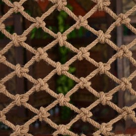 Safety Anti-Fall Fence Net for Children & Pets - Cat, Cargo Net Climbing Rope for Playground, Treehouse & Hammock (Jute, 1Mx2M(3.3FTx6.5FT))