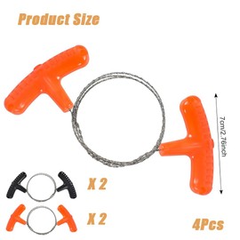 Shengsenfu 4 Pcs Stainless Steel Cable Saw, Emergency Chain Saw with Handle,Metal Wire Saw Hand Pocket String Emergency Survival Rope Cutting Tools