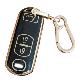 AIOEUOIA for Mazda Key Fob Cover Protector Key Case Replacement Fit for Mazda 3 6 8 Miata MX-5 CX-3 CX-5 CX-7 CX-9 (Black-3B)