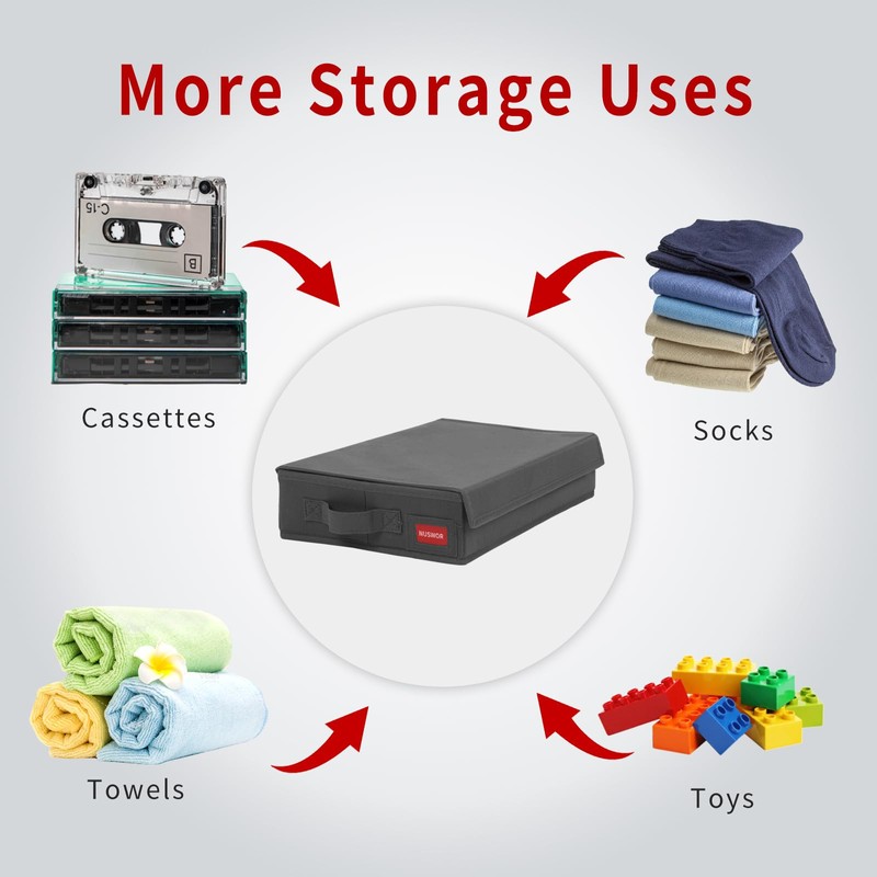 NUSWOR Stackable Tape Storage Boxes - Dust-proof Racks with Lid