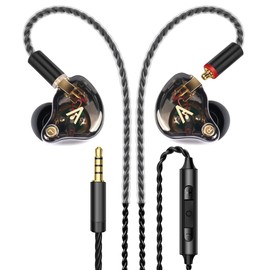 Vibes 202M Wired Earbuds - HiFi in Ear Monitor Headphones - Noise-Isolating Ear Buds w/ Mic - Clear Sound, Deep Bass & Comfort-Fit Gaming Earphones - MMCX to 3.5mm & Silver Plated Cord, Carrying Case