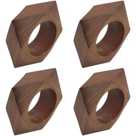 Geometric Wooden Napkin Rings (Set of 4)