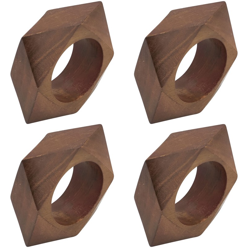 Geometric Wooden Napkin Rings (Set of 4)