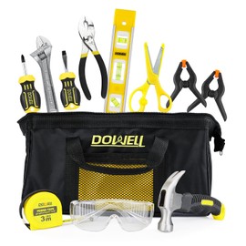DOWELL Tool Set with Tool Bag, Real Hand Tools for Boys& Girls, Age 12+