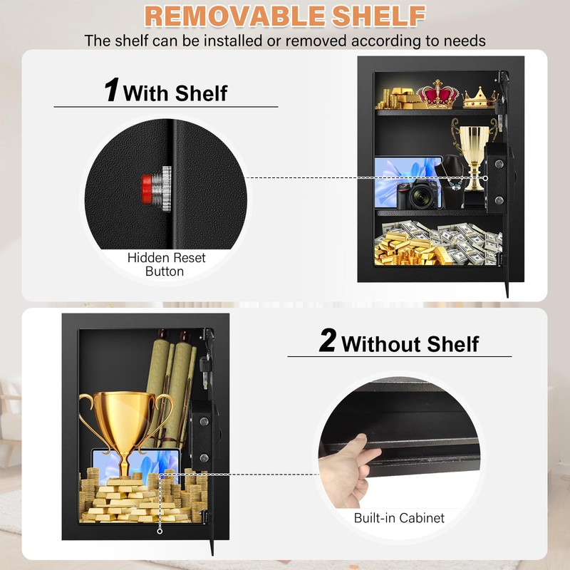 33.46" Tall Fireproof Wall Safes Between the Studs 16" Centers,