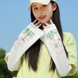 Korean Chic Outdoor Sun Protection Ice Silk Arm Sleeves for Women - 2024 Summer Fashion Size: S1-J1a60006-7 Lying Rabbit 5ea