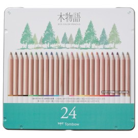 Tombow Ki-Monogatari Eco Coloured Pencil, Practical Metal Tin, PEFC Certified, Wax-Based, Set of 24 [CB-RS-24C]
