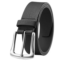 GK ACC Classic Vegan Leather Belt with Silver Buckle, Black, Sustainable Fashion (34)