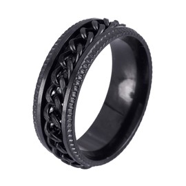 LUCKMAN Anillos Hombre de Acero Inoxidable con Cadena, Anillo Anti Ansiedad Giratorio Color Negro – Joyería y Accesorios para Hombre, Regalos para Hombre Originales y Regalos para Papá, Modelo Ander