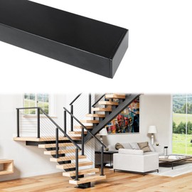 6'6" Black Stainless Steel Handrail Rectangular Cable Railing Flat Handrail Metal Cable Railing System Top Rail for Deck Stair Indoor Outdoor HH01
