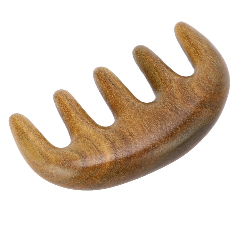 Scalping Massage Comb Handheld Green Sandalwood Massager Wide Tooth Scalping