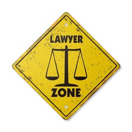 Lawyer Vintage Crossing Sign Zone Xing | Indoor/Outdoor Plastic | 12" Tall Rustic Law Legal torts Court Judge Gavel
