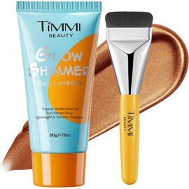 Iluminador Corporal Glow Shimmer, Brillo Natural Tipo Sun-Kissed, Fórmula Ligera y Resistente a la Transferencia, con Aroma a Vainilla y Caramelo Tropical (02 Miel Bronceada)