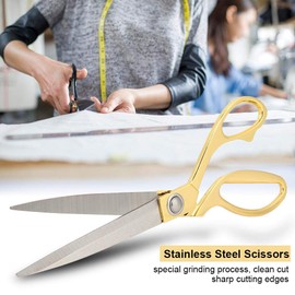 10.5in Scissors Sewing Shears Stainless Steel Wool Wire Ergonomic Snippers Scissors Multipurpose for Sewing and Office Work(Gold)