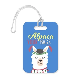 LT098 Alpaca Your Bags Novelty Funny Unique Designer Gift Glossy Plastic Suitcase Luggage Tag