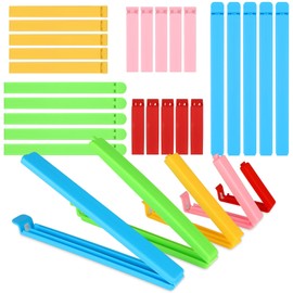 30 PCS Plastic Bag Clips for Food Packages, Curved Design Bag Sealing Clips for Food, Reusable Food Bag Sealer Clips, 5 Assorted Sizes & Colors