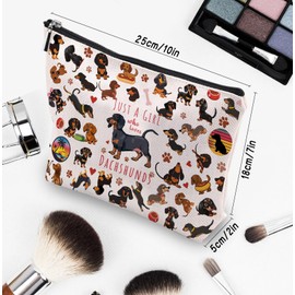 CEASQVAA Dachshund Gifts for Women Makeup Bag, Birthday Gifts for Dachshund Dog Lovers, Weiner Dog Gifts for Women Cosmetic Bag Zipper Pouch Purse