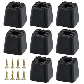 DEARBAG Pack of 8 Rubber Feet Bumpers with Screw Screw, Square Non-Slip Rubber Buffers, Screw Feet for Chairs, Furniture and Tables, Non-Slip, Protect Furniture from Moisture (Black)