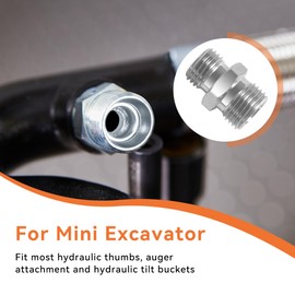 4Pcs M14 to M16 Carbon Steel Fittings Adapters 115757 Hydraulic Attachment Fittings, Converter for Mini Excavators Connector Compatible with AGT, TPM, VICSEC, FFIndustries, Miva, Machpro