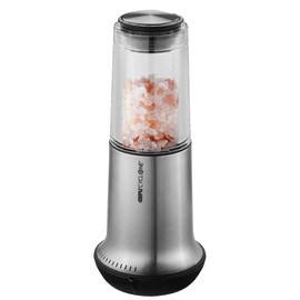 GEFU X-Plosion Salt / Pepper Mill Spice Mill for Salt or Pepper, Ceramic Grinder, Glass, Black/Silver, L
