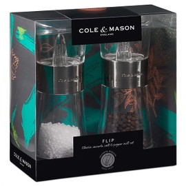 Cole & Mason Flip 180 Inverta Salt and Pepper Mill Gift Set, Chrome, 15 cm