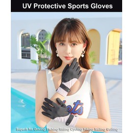 SUJAYU Full Finger UV Protection Gloves - Thin & Breathable Sun Gloves for Women Cycling & Driving (Black)