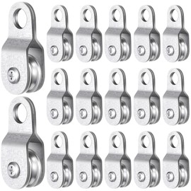 Yaocom 20 Pcs Small Single Pulley Block Wheel Bearing Inside Single Snatch Cable Pulley Block Galvanized Hanging Rope Accessories for 6mm / 0.23 Inch Wire Rope, Load Capacity 70 Lbs