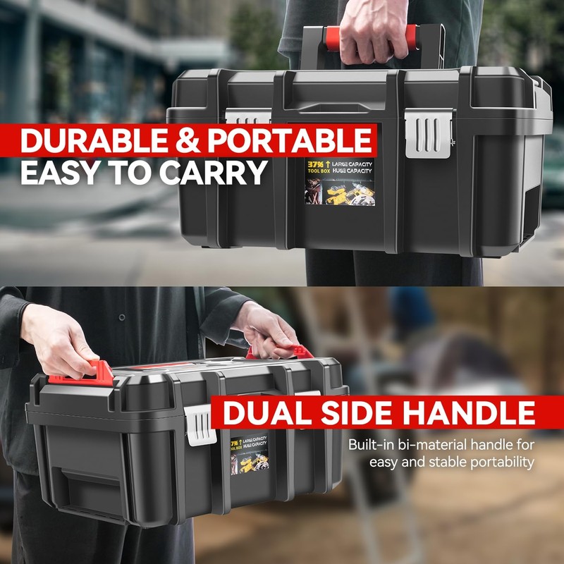 Auto Dynasty Universal Lockable Organizer Storage Tool Box with Removable