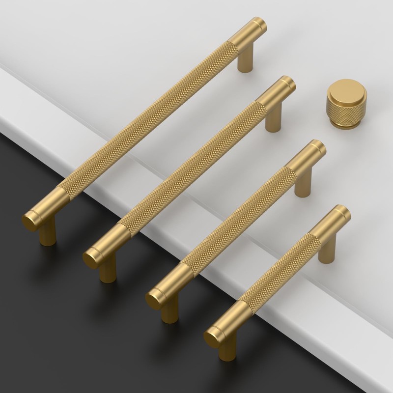 Asidrama 10 Pack 7.5 Inch(192mm) Champagne Bronze Cabinet Pulls Knurled