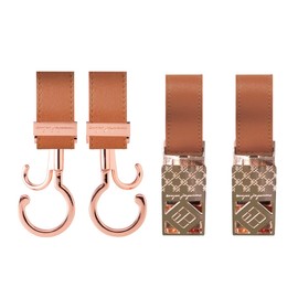 e.x.p.japon 2 Piece Baggy Hook & Blanket Clip PKG - Faux Leather Camel 360 Degree Swivel Stroller Hook Throw Clip b-bco10